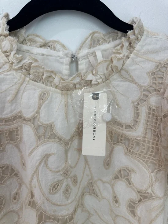NWT Anthropologie Lainie High-Neck Lace Cutwork Blouse - Picture 5 of 5